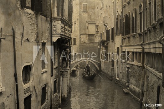 Picture of Vintage view of Venice with gondola Effect with grunge background